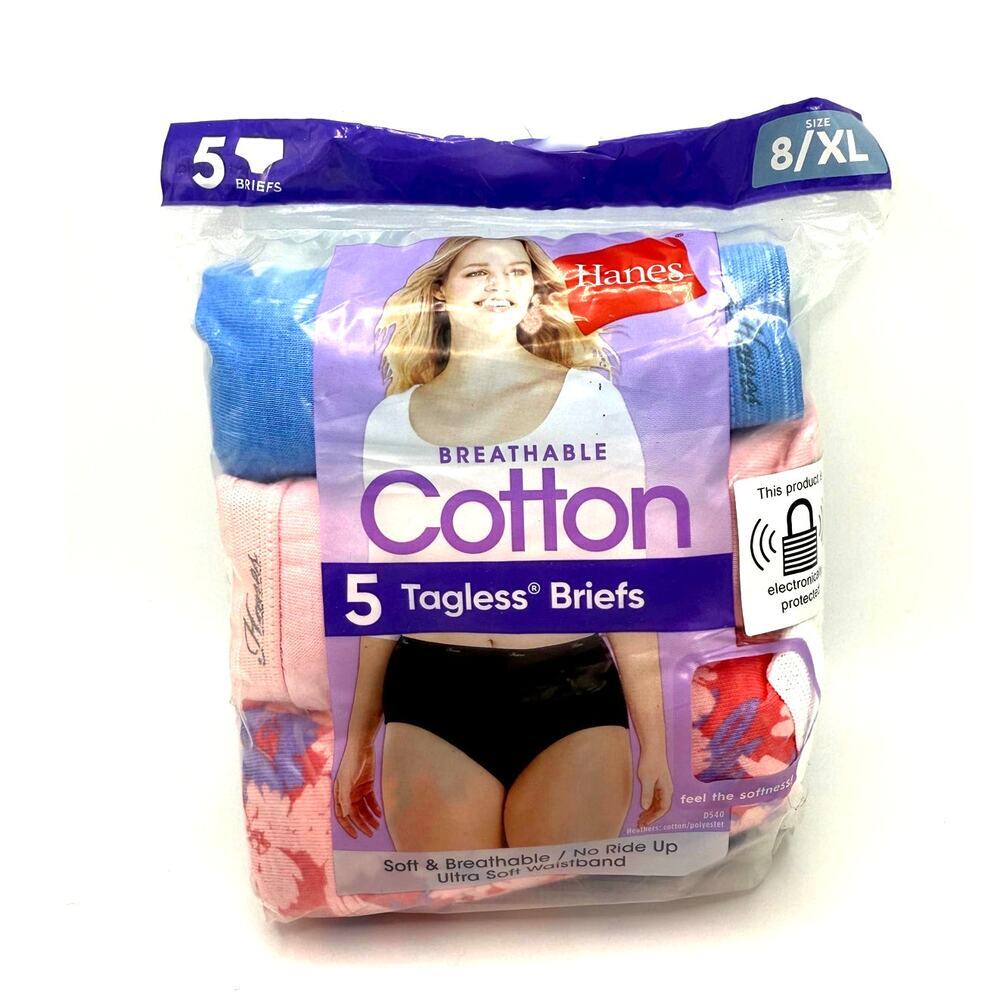 Hanes Soft Breathable Cotton 5 Tagless Briefs Ultra Soft Waistband Size 8/XL